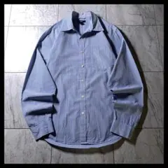 00s OLD GAP レギュラーカラー ギンガムチェック シャツ 長袖 青 M