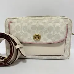 美品✨コーチ　カメラバッグ　ショルダーバッグ　ダブルファスナー　シグネチャー