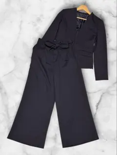 SUCRE パンツスーツ　セットアップ　ネイビー　Sサイズ　リボンベルト付きのサムネイル
