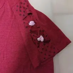 D＆D FASHION ベルスリーブ お花モチーフ チュニック ボルドー L相当