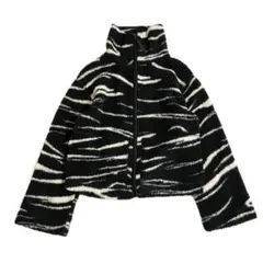 ほぼ新品　H&M ボア　ジャケット　ゼブラ柄　S ブラック　短丈