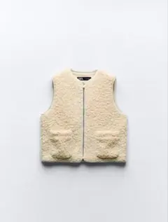 ZARA ショートフェイクファーベスト アイボリー