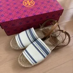 Tory Burch ストライプフラット　ウェッジサンダル　6M 箱付きのサムネイル