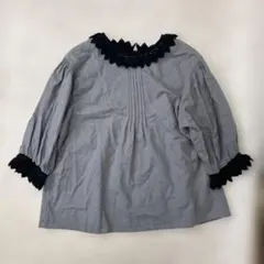 SM2 サマンサモスモス 前後2way 綿麻 くすみブルー レース襟袖