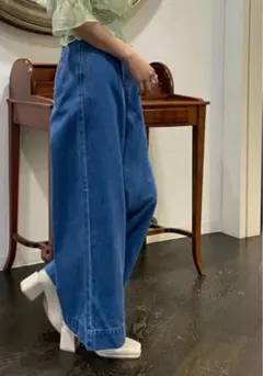 AS KNOW AS PINKY ワイドデニムパンツ ダークブルーのサムネイル