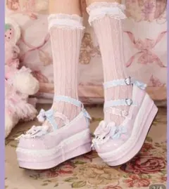 新品未使用 ロリータ厚底パンプス ピンク