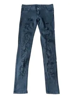 ローライズ ダメージ ブラック スキニーパンツ S 平成ギャル y2k グランジ