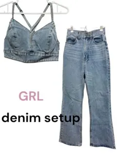 GRL デニムセットアップ クロップドトップ
