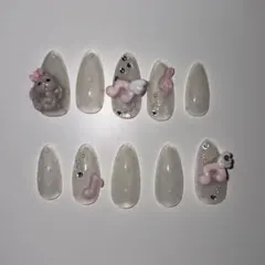 ネイルチップ　ウイッシュコア　フレンチガーリー　バレエコア