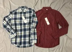 2枚　ジーユー　gu シャツ　メンズ　レディース　長袖　ブルー大型店限定品