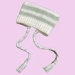 かぎ編み 帽子 猫耳 ニット帽 ストライプ