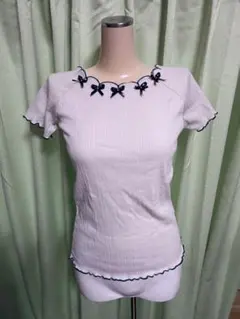axes femme ポエティック 半袖 リブカットソー リボン装飾のサムネイル