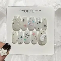 【オーダー専用ページ】 ネイルチップ つけ爪 ドット星 ウィッシュコア 韓国
