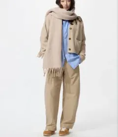 UNIQLO ジャージーバレルレッグパンツ S ベージュ