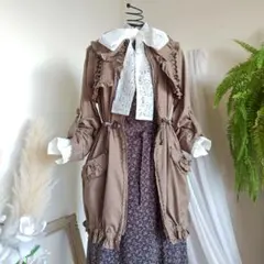 アクシーズ レースアップ フリル モッズコート フェアリーグランジ 森ガール М