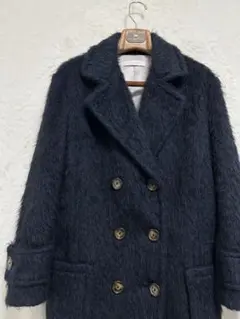 【美品】シーバイクロエ アルパカ混 シャギー コート 34 (JP-M)ネイビー
