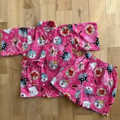 アンパンマン 甚平　90 コットン ピンク 夏祭り