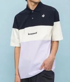 ゴルフウェア【le coq sportif】鹿の子切替えポロシャツ　半袖　M