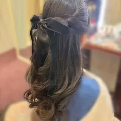 黒リボンヘアクリップ【ベロアとサテン素材】