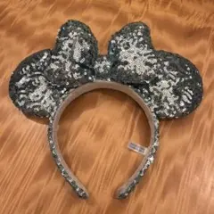 ミッキー型カチューシャ シルバー スパンコール