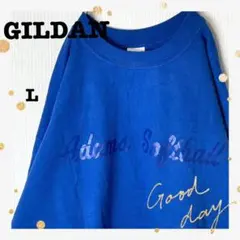 【人気カラー】90s古着GILDANギルダンビッグプリントスウェットゆるダボ青