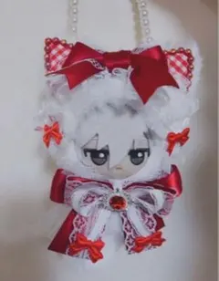 ぬい服ちびぐるみ10cm可愛いレースリボンお姫様猫キャンディパール付き着せ替え服