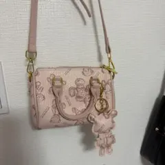 クマプリント ピンク ハンドバッグ
