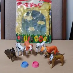 ヴィンテージ　ソフビ　フィギュア　昭和レトロ　動物　鹿 レトロ アニマル ソフビ人形 5体セット - 「宝の森」昭和レトロ雑貨