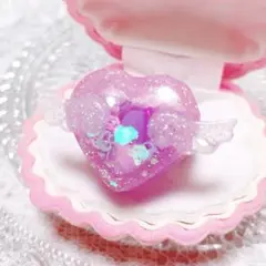 ♡Angel Heart Medicineリング♡ ラベンダー　ハンドメイド