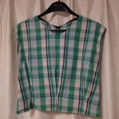 human woman チェック　コットンブラウス 　Mサイズ