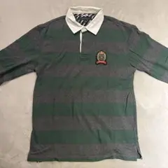 TOMMY HILFIGERポロシャツ 緑とグレー ストライプ