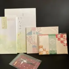 まとめ レターセット ① 和桜セット 便箋 封筒 花柄 桜 花浅葱　セット