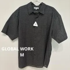 [新品・未使用] GLOBAL WORK 半袖シャツ M チェック柄 ブラック系