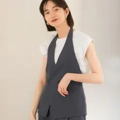 グレー ダブルボタン ノースリーブベスト