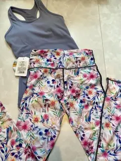 lava スカーラヨガウェア トップスとレギンスフローラルプリント セット