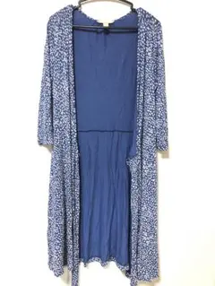 BANANA REPUBLIC 青ドット柄ロングカーディガン S ラップドレスのサムネイル