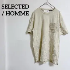 レア✨SELECTED / HOMME ベージュ 半袖 Tシャツ　ポケット古着