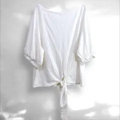 GUジーユー　バックリボン半袖tシャツ（M）ラウンドネック　白　無地a1116