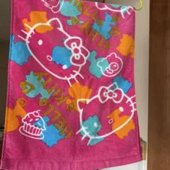 ハローキティ フェイスタオル ピンクおまけ付箋付きのサムネイル