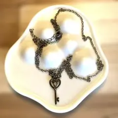 ハート型の鍵ネックレス シルバー