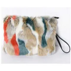 【爆売れ】2way ミックスファークラッチ&ショルダーバッグ