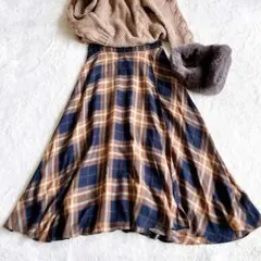 美品spick &span チェック　ラップ　フレアスカート　M