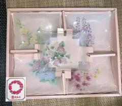 ガラス角皿「日本の四季・花の万葉集」5点セット