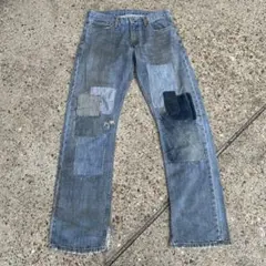 デニムリメイク☆レトロクラシックシャビータグ✨️革タグ 旧DENIME（初期型HGタグ） 左右太ももの全面補強、前ポケット