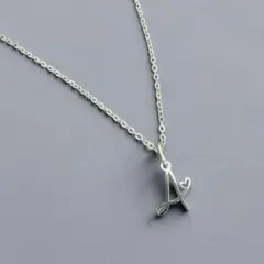 イニシャルネックレス “A” 長さ調整可 スライドボール シルバー 華奢チェーン
