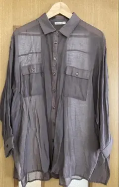 ナイスクラップ　ブラウン シアーシャツ 前ポケット付き