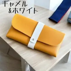メガネケース サングラスケース 眼鏡入れ めがね キャメル ホワイト 白 黄土色