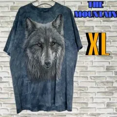 THE MOUNTAIN XL ダークブルー Tシャツ　狼　16s アニマル