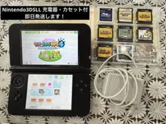 ニンテンドー3DSLL（ブラック） 充電器、カセット付