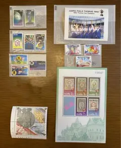 外国切手21枚　小型シート　タイ国王　マカオ　シンガポール等